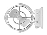 Sirocco II™ Fan from SEEKR by Caframo. 12V/24V auto-sensing DC, omnidirectional low-power draw fan for boats and RVs. Made in Canada (Modern, White)