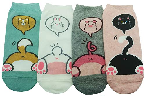 JJMax Women's Sweet Animals Socks Cat and Dog Cute Overload Cotton Blend
