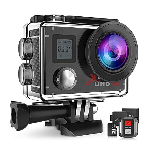 Campark 4K Action Camera 16MP WiFi 30M Underwater Cam 170° Wide Angle with Remote 2 Batteries and Mounting Accessories Kit (32GB Memory Card Included)
