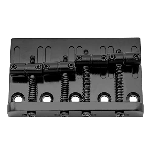 Musiclily 4 String Hardtail Bass Guitar Bridge for Fender Precision Jazz Bass PB JB Style Bass, Black