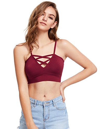 SweatyRocks Women Black Sports Lingerie Crop Top Bralette Bra Strap Cami Top