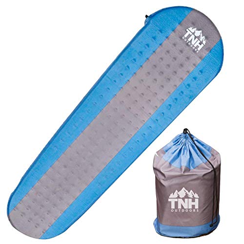 TNH Outdoors Premium Self Inflating Sleeping Pad Lightweight Foam Padding and Superior Insulation Great for Hiking & Camping Thick Outer Skin