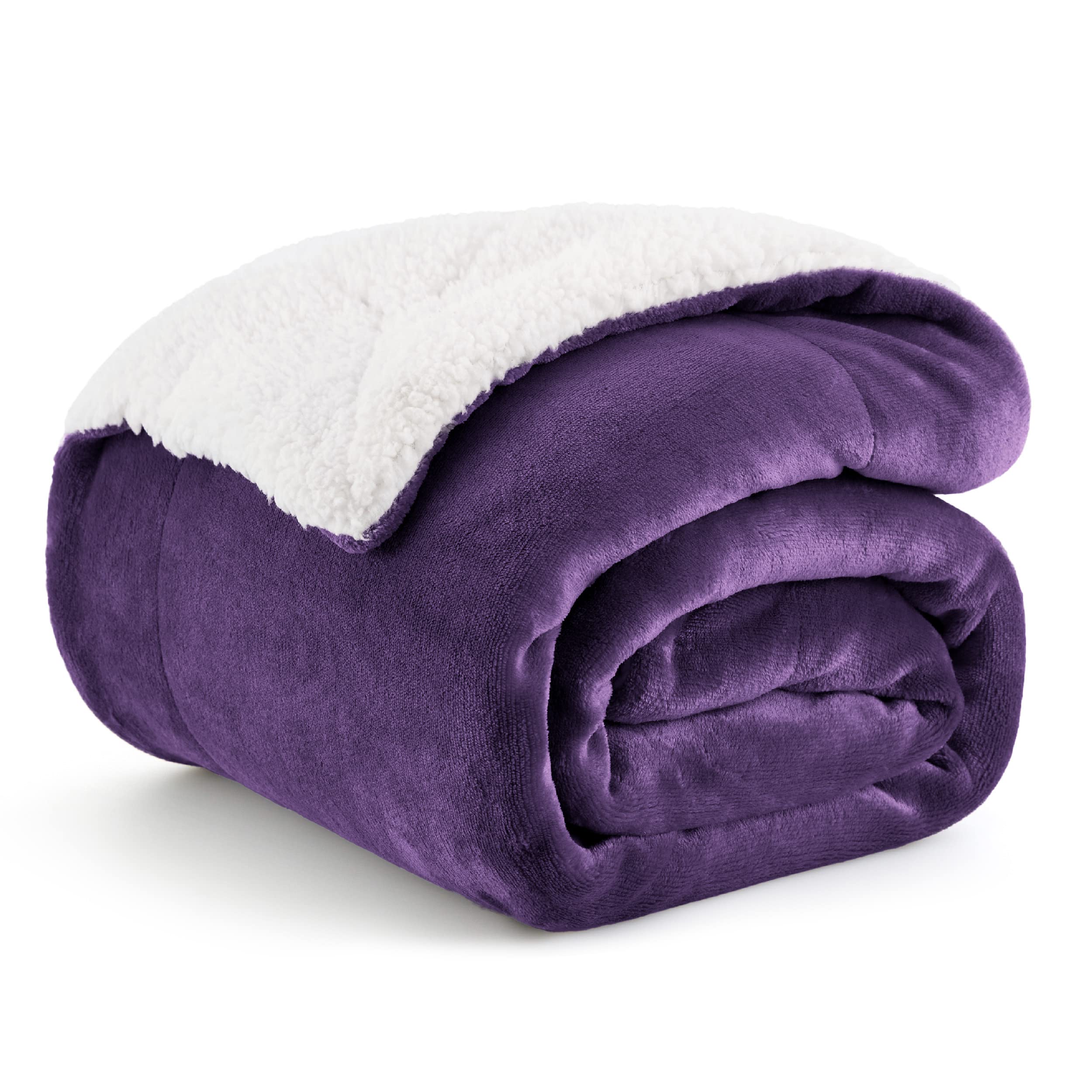 Bedsure Sherpa Fleece Throw Blanket Twin Size for Couch - Thick and Warm Blankets for All Seasons, Soft and Fuzzy Twin Blanket for Bed, Purple, 60x80 Inches Twin (60" x 80") Purple