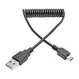 Tripp Lite 3 ft. Hi-Speed USB 2.0 to USB Mini-B Cable (M/M), Coiled, USB Type-A to Mini-B (U030-003-COIL) , Black
