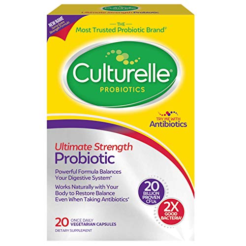 Culturelle Ultimate Strength Probiotic â€“ 20 Billion CFUs â€“ New Name, Same Extra Strength Formula for Adults, Shelf Stable â€“ 20 Count Capsules â€“ Packaging May Vary