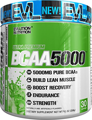 Evlution Nutrition BCAA5000 Powder 5 Grams of Premium BCAAs (Lemon Lime, 30 Servings)