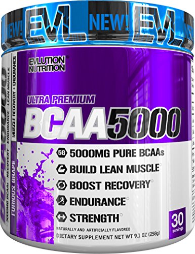 Evlution Nutrition BCAA5000 Powder 5 Grams of Premium BCAAs (Furious Grape, 30 Servings)