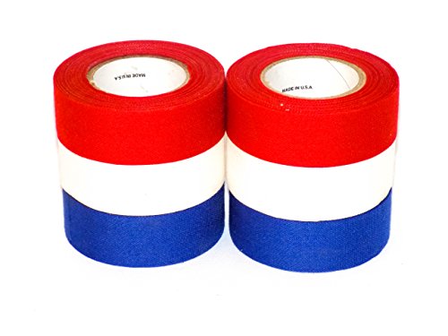 Mylec Sports Tape, Quality Adhesive, Strong Grip Tape & Durable, Breathable Cotton Material, Perfect Bat Tape for Baseball, Tennis or Hockey Sticks(Pack of 6 Assorted Colors-Blue, White & Red)
