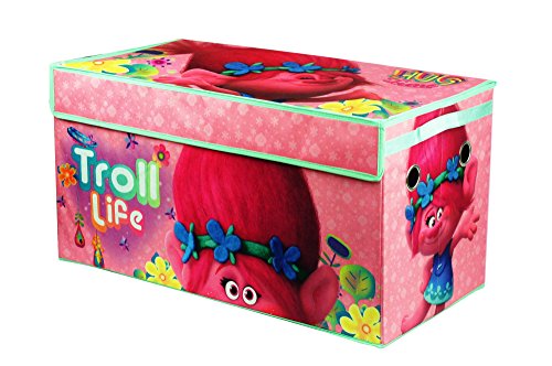 Idea Nuova DreamWorks Trolls Collapsible Childrenâ€™s Toy Storage Trunk, Durable with Lid, multicolor