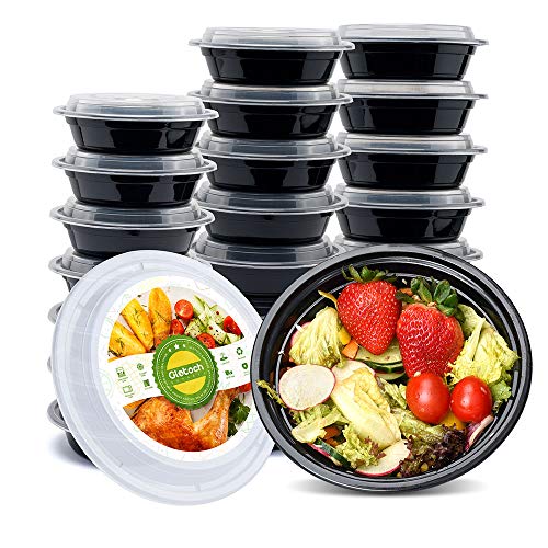 Book Cover Glotoch 16ounce Meal Prep Containers, 1 Compartment Food Storage Containers for Meal Prep-Microwave, Freezer & Dishwasher Safe - Eco Friendly Safe Food Container, Pack of 10 Round