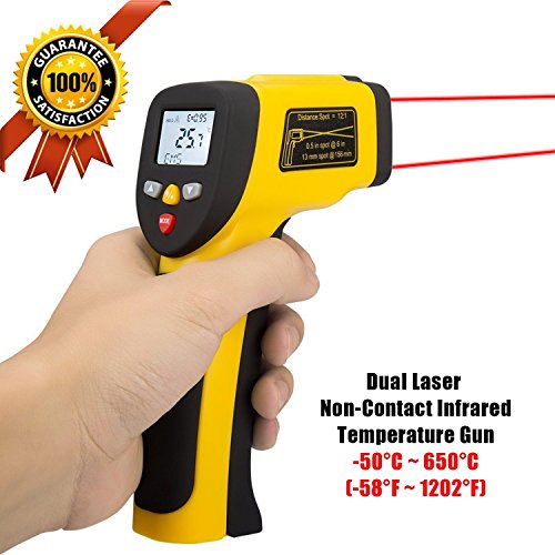 LURICO Dual Laser Non-contact Surface Temperature Gun Digital Infrared Thermometer -50℃～+650℃