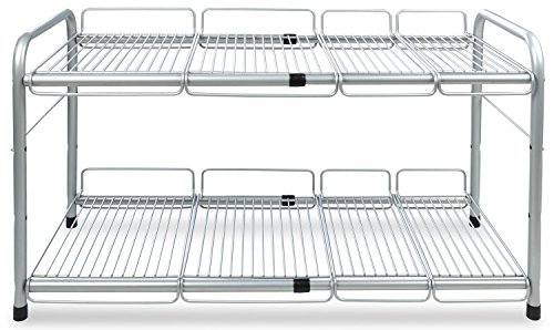 Surpahs 2 Tier Under Sink Expandable Shelf Organizer, Storage Rack (Silver)