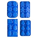 IHOMECOOKER 4PC Large Size Silicone Christmas Baking Mold Set Christmas Tree Snowflakes Snowman Cake Mold,bath bombs,Soap Mold Set