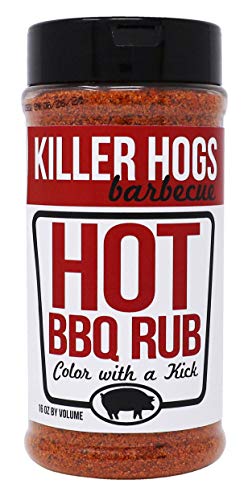 Killer Hogs Hot BBQ Rub | Championship Spicy BBQ and Grill Seasoning for Beef, Steak, Burgers, Pork, and Chicken | 16 oz