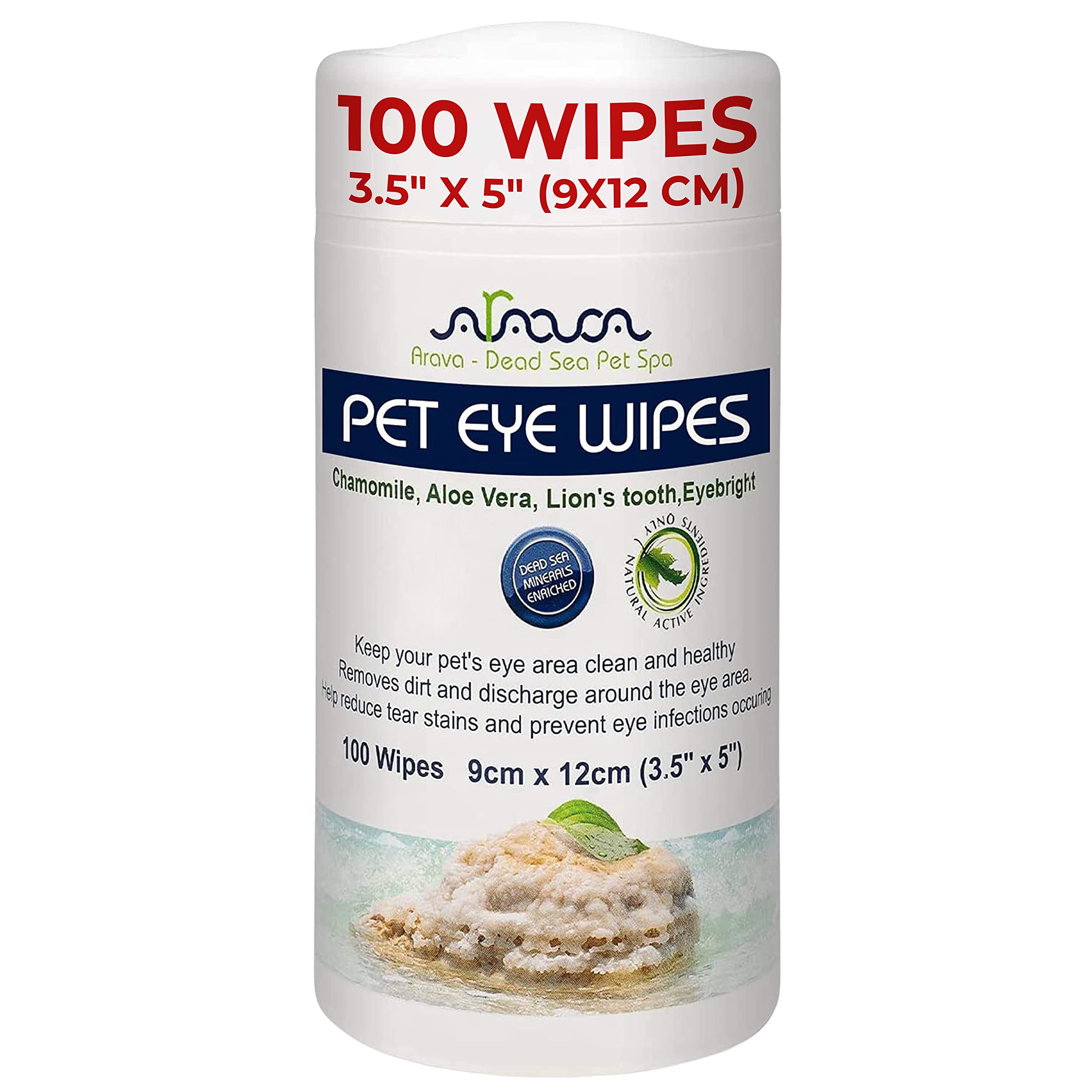 rava Pet Eye Wipes - for Dogs Cats Puppies & Kittens - 100 Count - Natural and Aromatherapy Medicated - Removes Dirt Crust and Discharge - Prevents Tear Stains (Pet Eye Wipes)