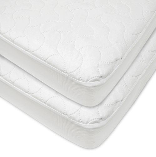 American Baby Company 2 Pack Waterproof Fitted Quilted Crib and Toddler Protective Pad Cover, White, for Boys and Girls