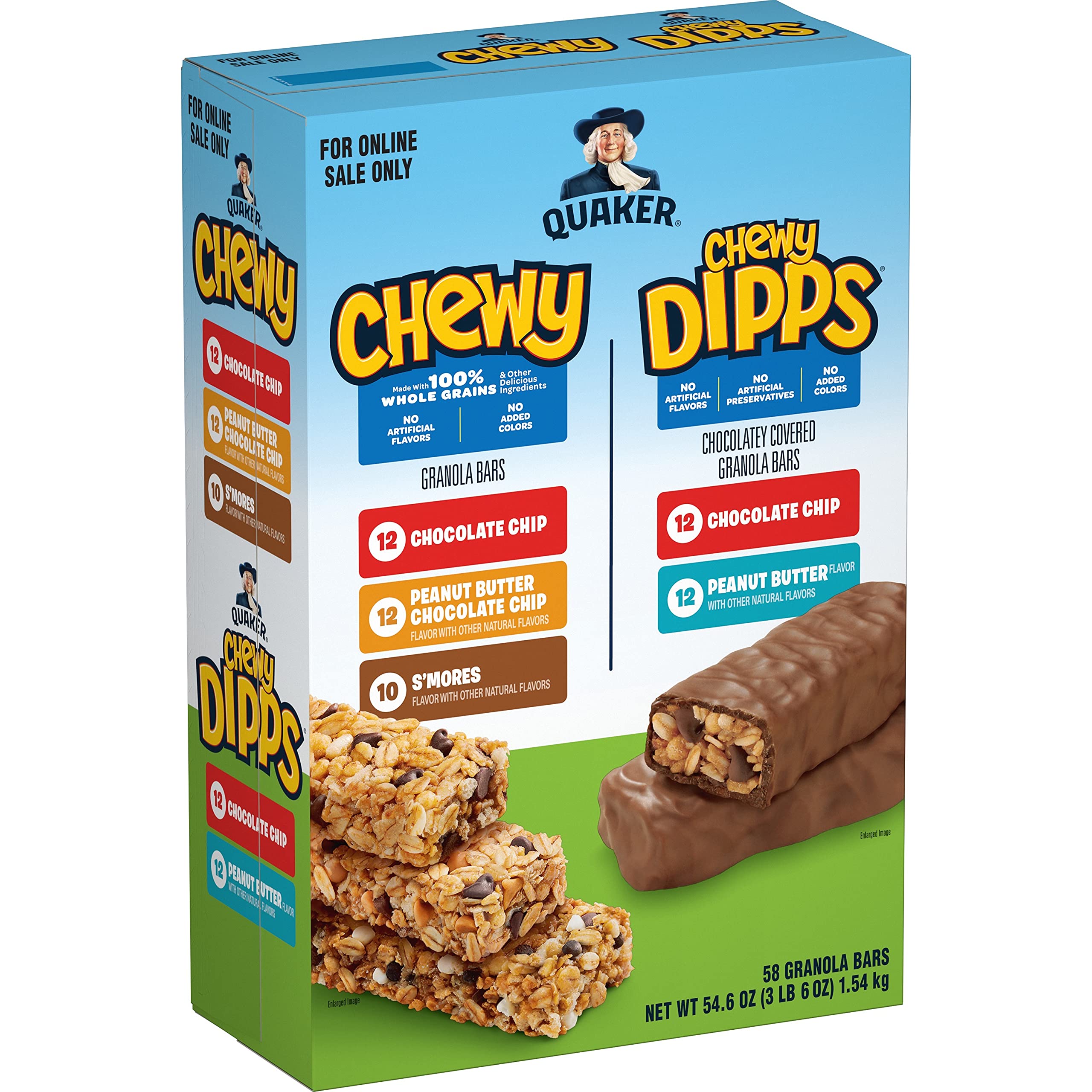 Book Cover Quaker Chewy Granola Bars, Chewy & Dipps Variety Pack, 58 Count Chewy & Dipps Variety Pack, 58ct
