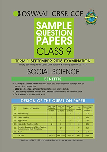 Oswaal CBSE CCE Sample Question Papers For Class 9 Term I Social Science