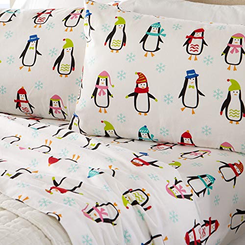 Home Fashion Designs Flannel Sheets Queen Winter Bed Sheets Flannel Sheet Set Penguins Flannel Sheets 100% Turkish Cotton Flannel Sheet Set. Stratton Collection (Queen, Penguins)