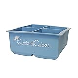 Cocktail Cube Extra Large Ice Cube Tray Silicone - 2.5 inches - Whiskey Ice - Freeze Food - Light Blue - 1 Tray