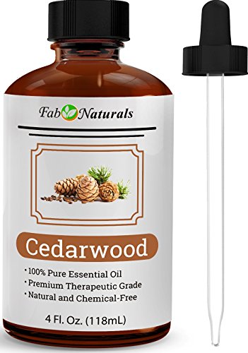 Cedarwood Essential Oil 4 Oz by Fab Naturals, 100% Pure Therapeutic Grade, Best Oil for Hair, Diffuser, Soap Making