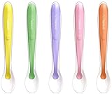 BabieB Baby Spoons with Silicone Soft-Tip - 5 Count, Modern, Gum-Friendly, Safe for Solid Feeding, BPA Free