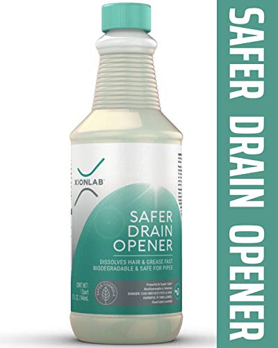 XIONLAB Safer Drain Clog Remover - Industrial-Strength Liquid Drain Cleaner for Hair & Grease - Septic Safe, Odorless, Biodegradable for Bathroom Sink, Bath Tub, Shower Drain - 32 oz