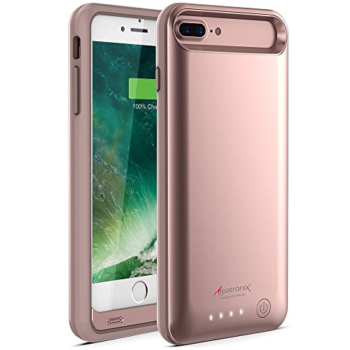 iPhone 8 Plus/7 Plus/6S Plus/6 Plus Battery Case, Slim Portable Protective Extended Charger Cover Compatible with iPhone 8 Plus, iPhone 7 Plus, iPhone 6 Plus (5.5 inch) BX170plus - (Rose Gold)