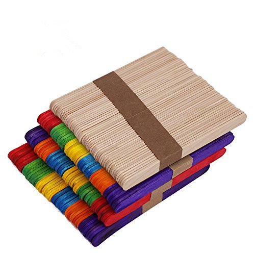 200 Pcs 4.5 Inch Colored Popsicle Sticks Wood Craft Sticks Natural Wood Sticks for DIY Crafts Creative Designs