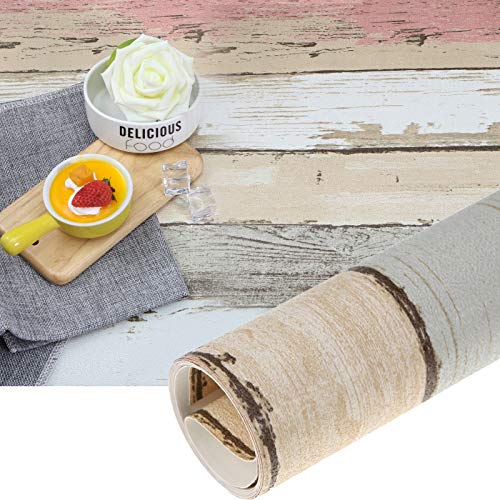 Mekingstudio 20x20 Inch (50x50cm) Photo Video Studio PVC-Coated Retro Mediterranean Wood Texture Background Paper for Photo Props