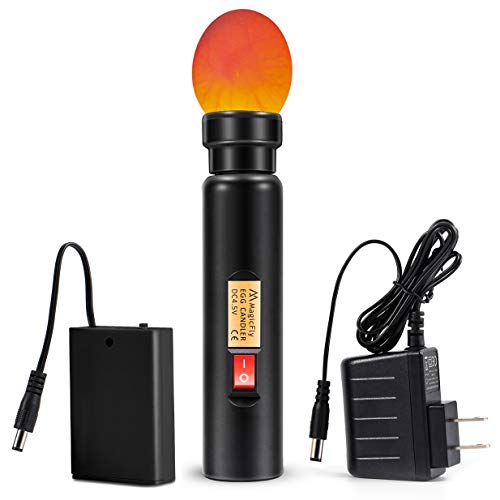 Magicfly Battery Operated Egg Candler Tester,Bright Cool LED Light Candling Lamp,Support Power Supply and Battery(Not Included) Power - Incubator Warehouse Exclusive