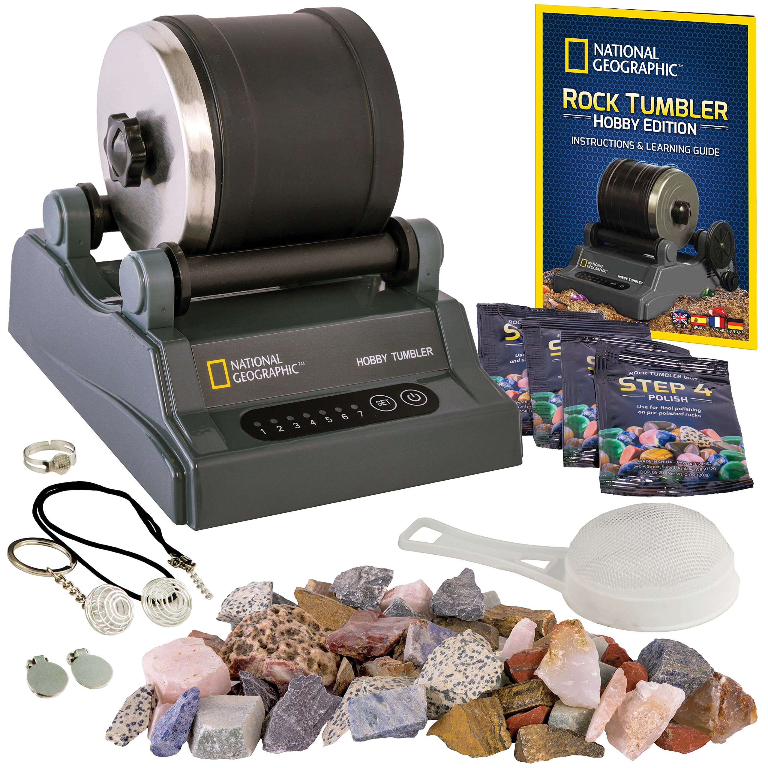 Book Cover NATIONAL GEOGRAPHIC Rock Tumbler Kit – Hobby Edition Includes Rough Gemstones, and 4 Polishing Grits, Great STEM Science Kit for Geology Enthusiasts, Rock Polisher for Kids and Adults Hobby Kit