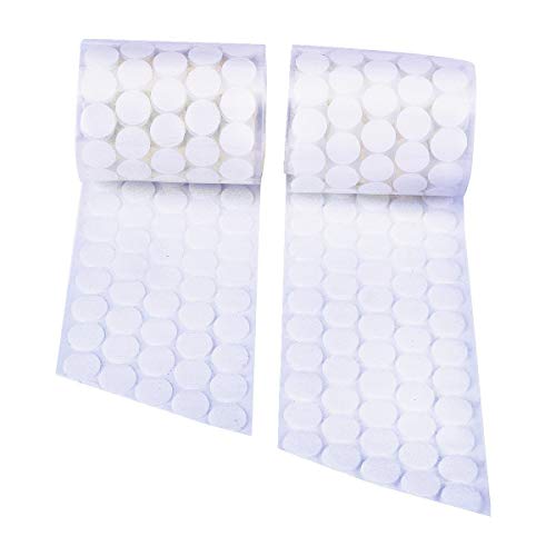Self Adhesive Dots,1100pcs(550 Pairs) 0.59" Diameter Strong Sticky Back Hook Nylon, 15mm Loop Strips with Waterproof Glue Tapes, Perfect for School Classroom,Office, Home(White)