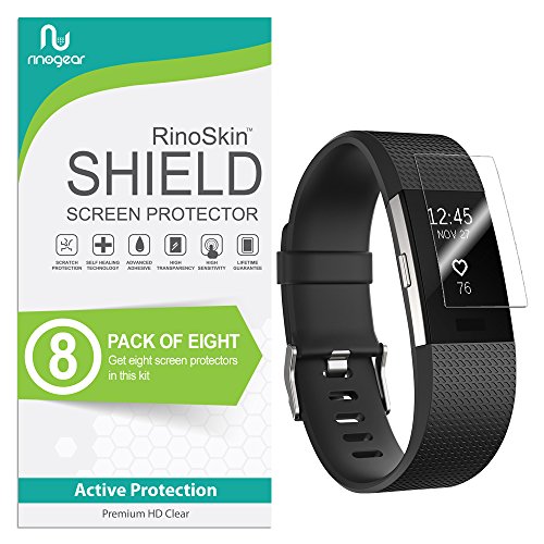 Book Cover (8-Pack) RinoGear for Fitbit Charge 2 Screen Protector Case Friendly Screen Protector for Fitbit Charge 2 Accessory Full Coverage Clear Film