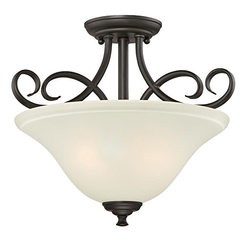 Westinghouse 6306500 Dunmore Two-Light Indoor Semi-Flush, Oil Rubbed Bronze Finish with Frosted Glass, 2, White,Black