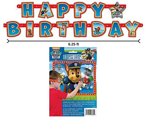 Book Cover Paw Patrol Happy Birthday Banner and Party Game for 16 by BT