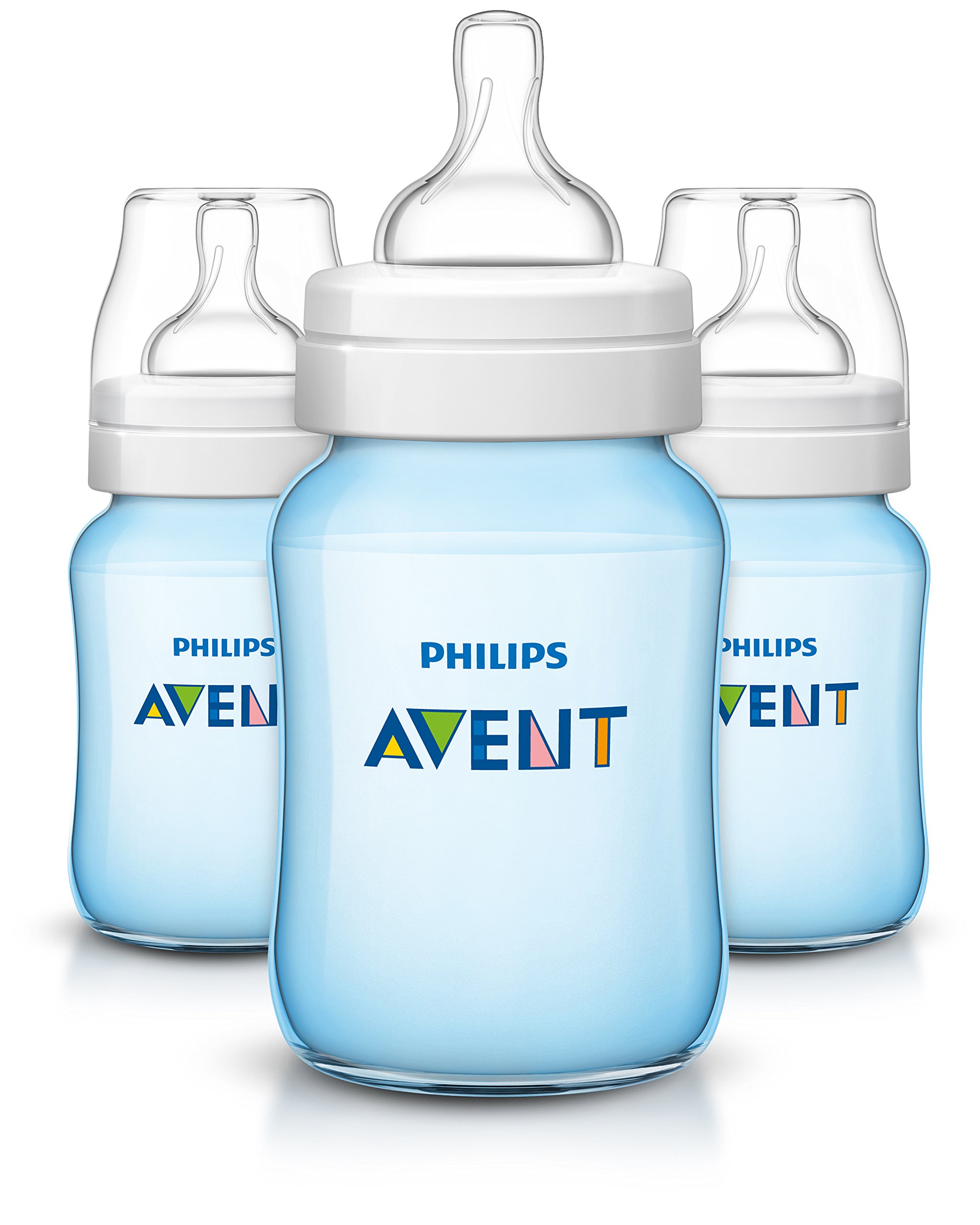 Book Cover Philips Avent Anti-Colic Baby Bottles Blue, 9oz, 3 Piece 3 Count (Pack of 1) Blue