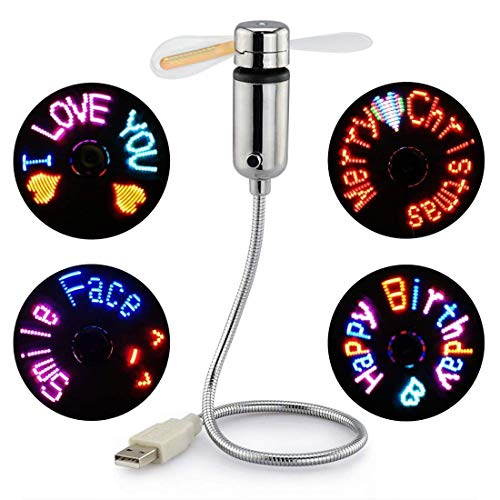 Small USB Fan with Cool Message Display, SAYTAY Programmable USB LED Personal Portable Fan, As Decoration Or Holiday Gift for Home & Office(New RGB version)