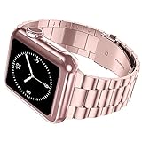 iiteeology Compatible with Apple Watch Band Series 11/10/9/8/7 46mm/45mm, Ultra 3/Ultra 2 49mm, Series 6/5/4 SE 3 44mm, Series 3/2/1 42mm, Stainless Steel Metal Link Band for iWatch - Rose Pink