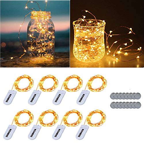 Book Cover Kohree 12 Pack Fairy Lights Battery Operated, 5ft 30 LED Twinkle Mason Jar Lights Waterproof Mini String Copper Wire Firefly Starry Lights for Christmas Party Crafts Decoration,Warm White