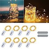 Kohree 8 Pack Led Fairy String Lights, 7.2ft 20 LED Battery(Included) Operated Starry Fairy Mini String Lights, Moon Lights on Silver Copper Wire for Home, Bedroom, Party, Wedding, Holidays Decorations (Warm White)