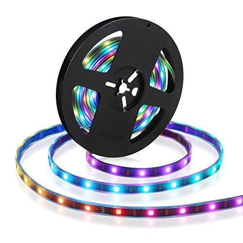 CHINLY 5m 150ledsWS2812B Individually Addressable LED Strip Light 5050 RGB SMD 150 Pixels Dream Color Waterproof IP67 Black PCB 5V DC