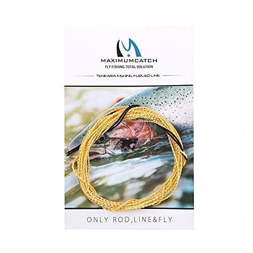 Maxcatch Tenkara Tapered Fly Fishing Line Braided Furled Line 12/13ft (Gold, 12ft)
