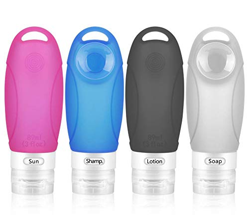 Mylivell Travel Bottles Set,Leakproof Silicone,TSA-Approved Portable Travel Size Accessories, Squeezable and Refillable Bottle Containers Shampoo, Conditioner, Lotion, Toiletries 4 Pack 3 oz