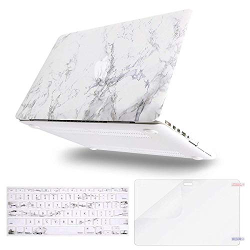 Book Cover MOSISO Compatible with MacBook Pro 15 inch Case with Retina Display (model: A1398, Older Version, 2015 - end 2012 Release), Plastic Pattern Hard Shell Case&Keyboard Cover&Screen Protector,White Marble