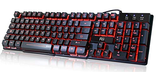Book Cover Rii RK100 3 Colors LED Backlit Mechanical Feeling USB Wired Multimedia Office Keyboard For Working or Primer Gaming,Office Device