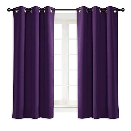 Book Cover NICETOWN Blackout Room Darkening Window Curtain Triple Weave Home Decoration Solid Ring Top Blackout Room Darkening Drape for Bedroom (Single Panel, 42 x 63 inch, Royal Purple)