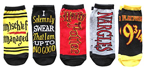 Harry Potter Mischief Managed Platform 9 3/4 Juniors/Womens 5 Pack Ankle Socks Size 4-10