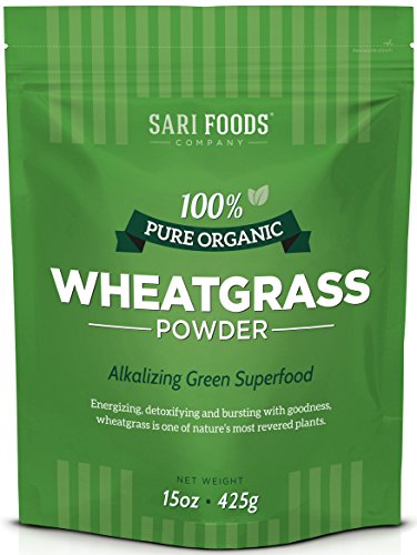 Book Cover Organic Wheatgrass Powder (15 Ounce): Natural Vegan Whole Food Fiber, Chlorophyll, Antioxidants, Vitamins A, E, C, Selenium, and Iron by Sari Foods Company