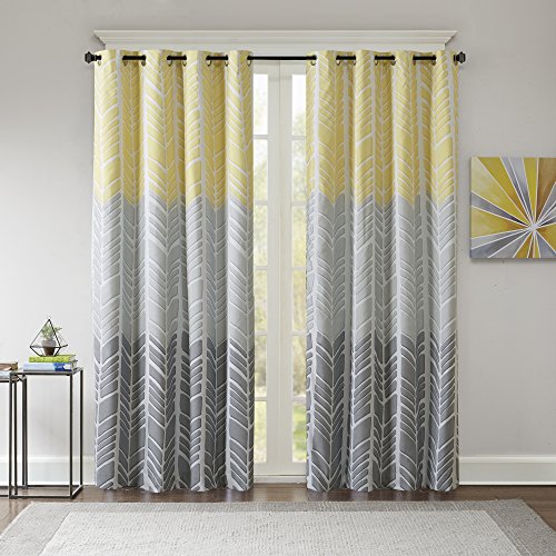 Book Cover Intelligent Design Adel Blackout Bedroom, Casual Window Livingroom, Family, Geometric Grommet Room Darkening Black Out Curtain 1-Panel Pack, 50x84, Yellow